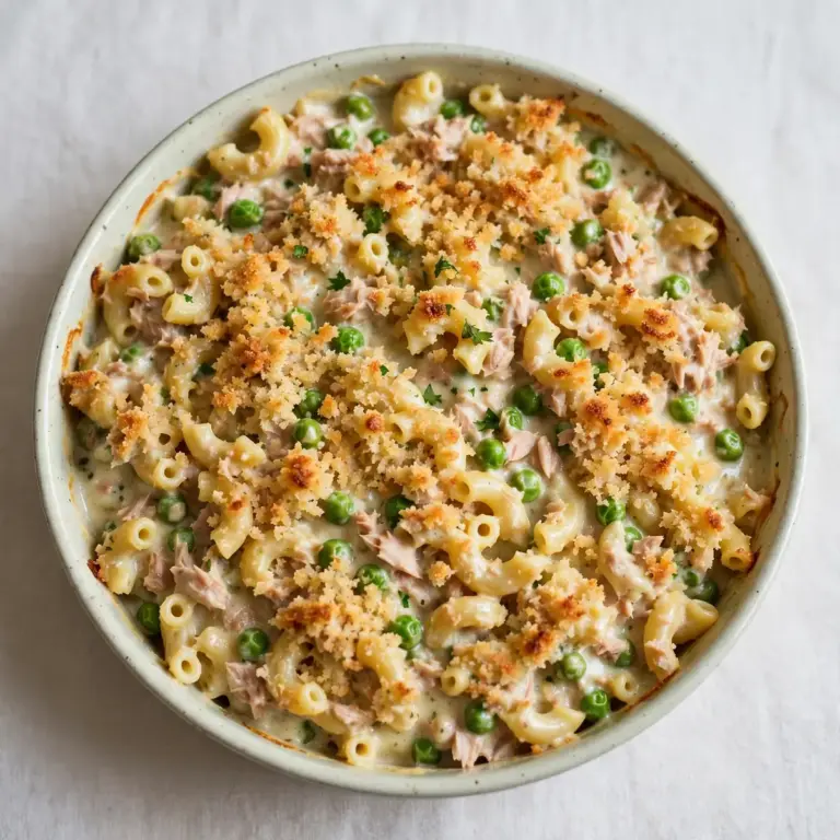 Cremiger Thunfisch-Erbsen-Auflauf – Restaurantreif Serviert