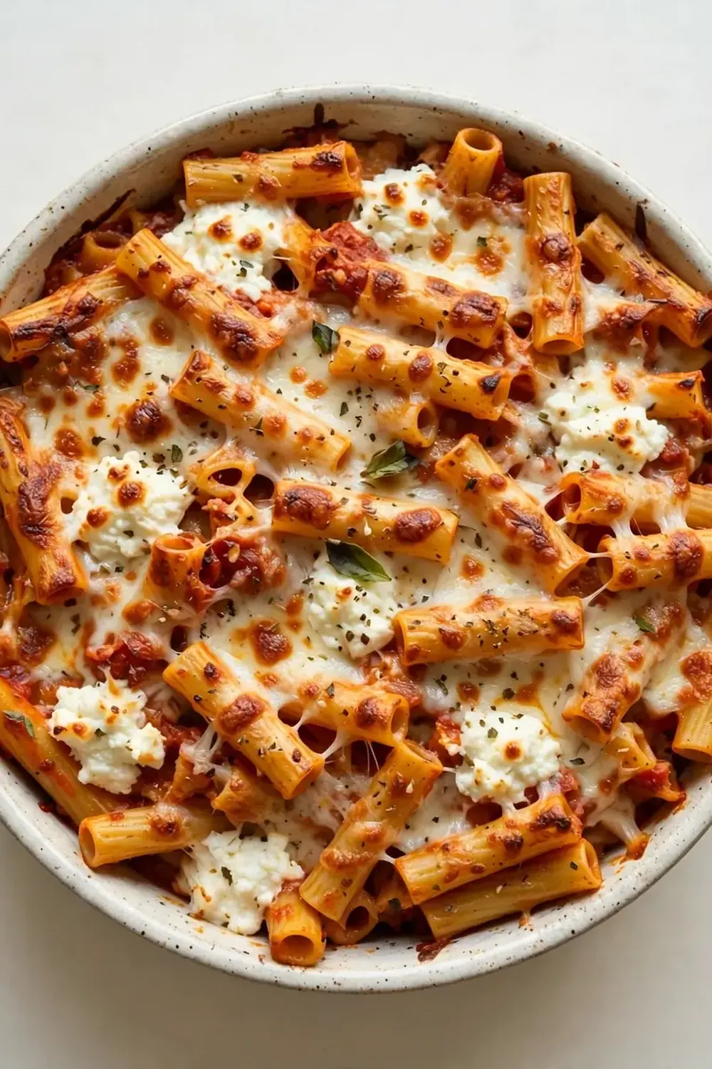 Baked Ziti with Ricotta and Mozzarella
