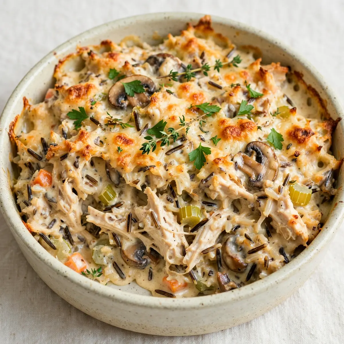 Cremiges Hähnchen-Wildreis-Casserole: Restaurant-Qualität für Gäste