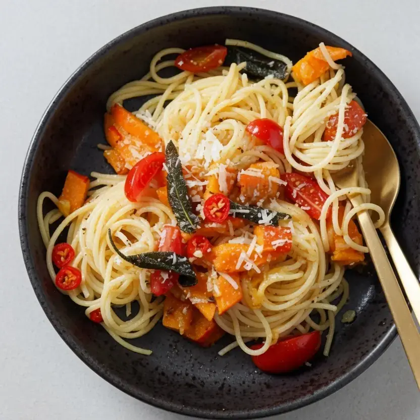 Kürbis-Pasta mit Salbeibutter