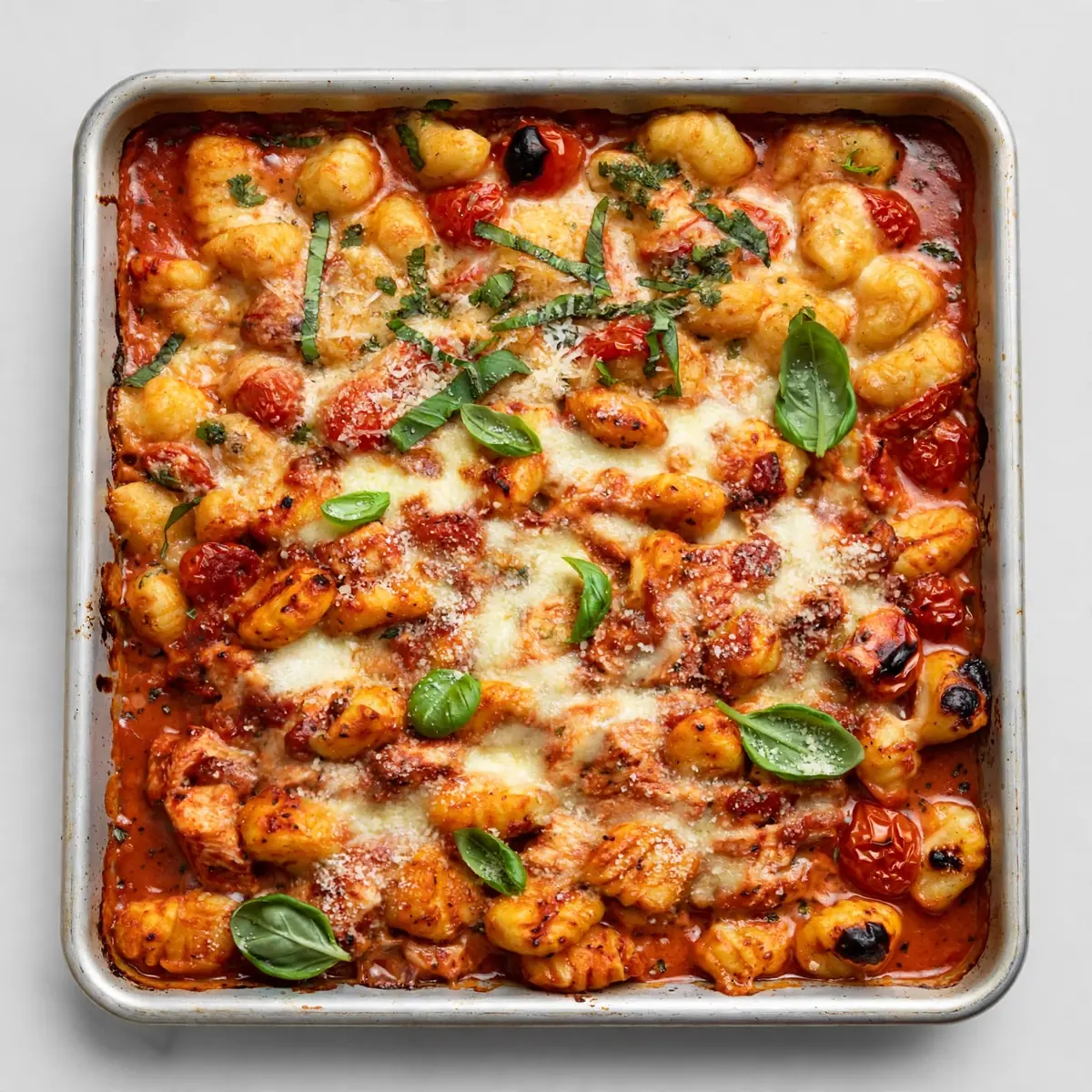 Restaurant-Inszenierung: Blechgnocchi-Auflauf für Gäste