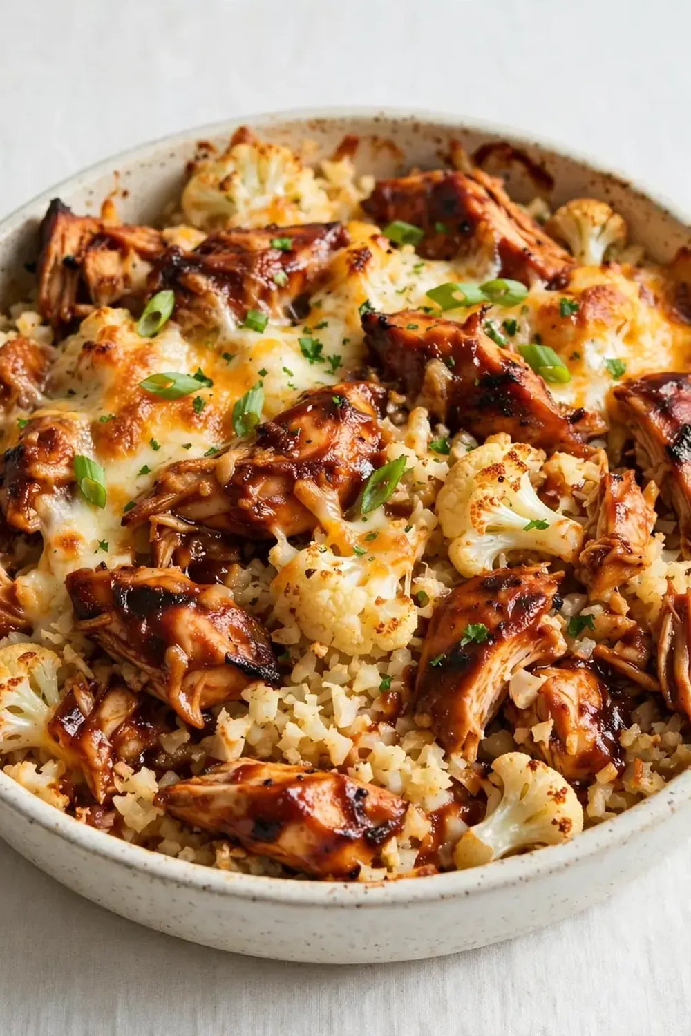 BBQ Chicken and Cauliflower Rice Casserole