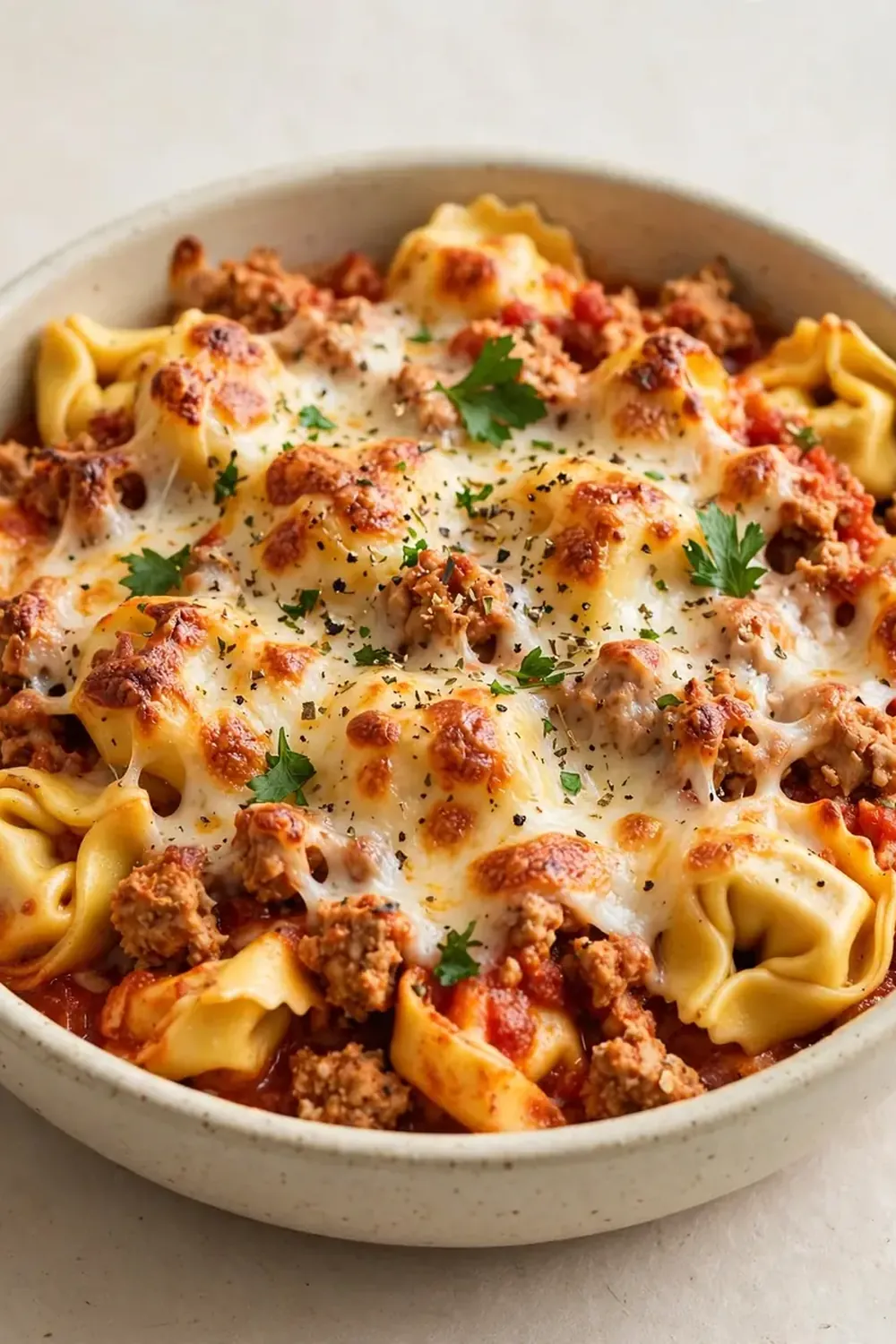 Baked Cheese Tortellini with Ground Turkey