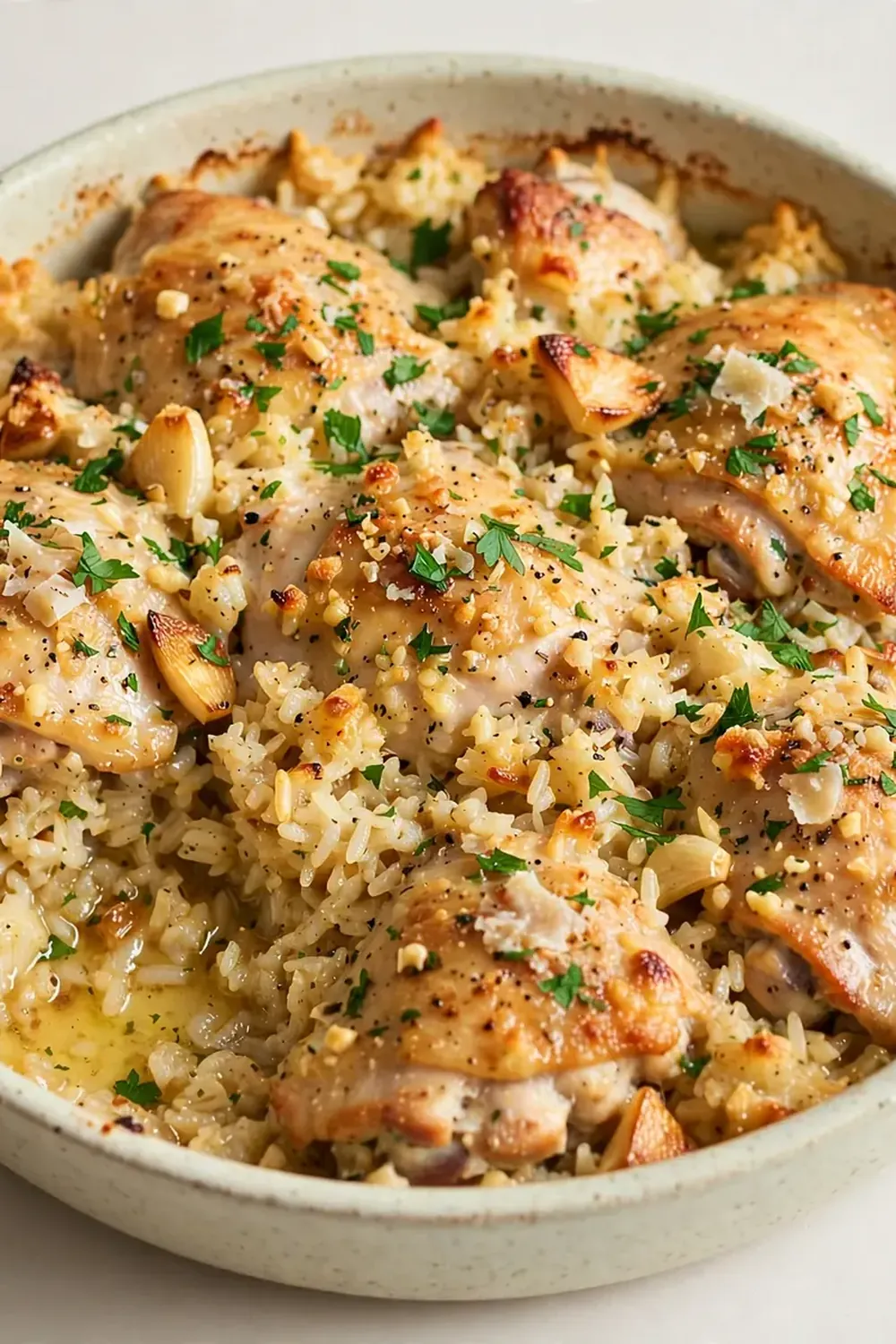 Garlic Butter Chicken and Rice Casserole