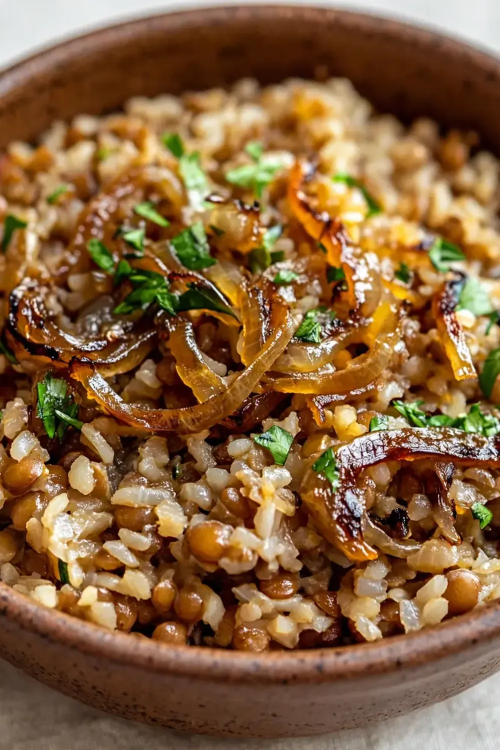 Lentil and Rice Mujadara Bake