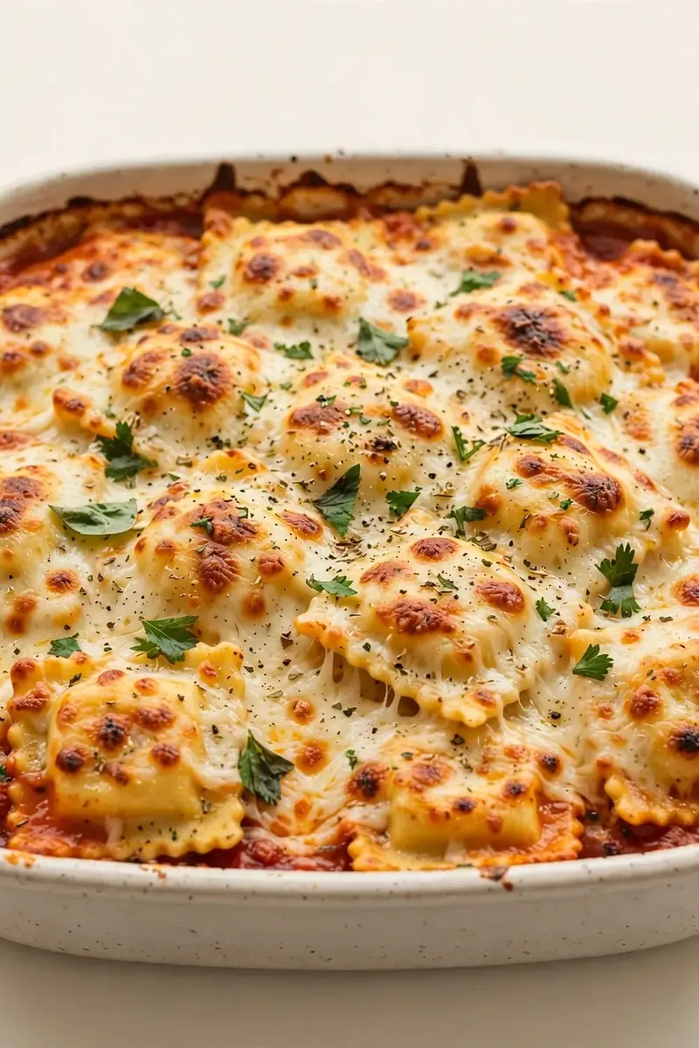Cheesy Baked Cheese Ravioli Casserole