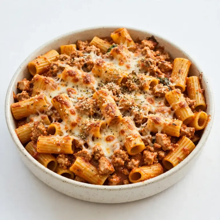 Restaurant-Würdiges Baked Rigatoni mit Turkey Meat Sauce