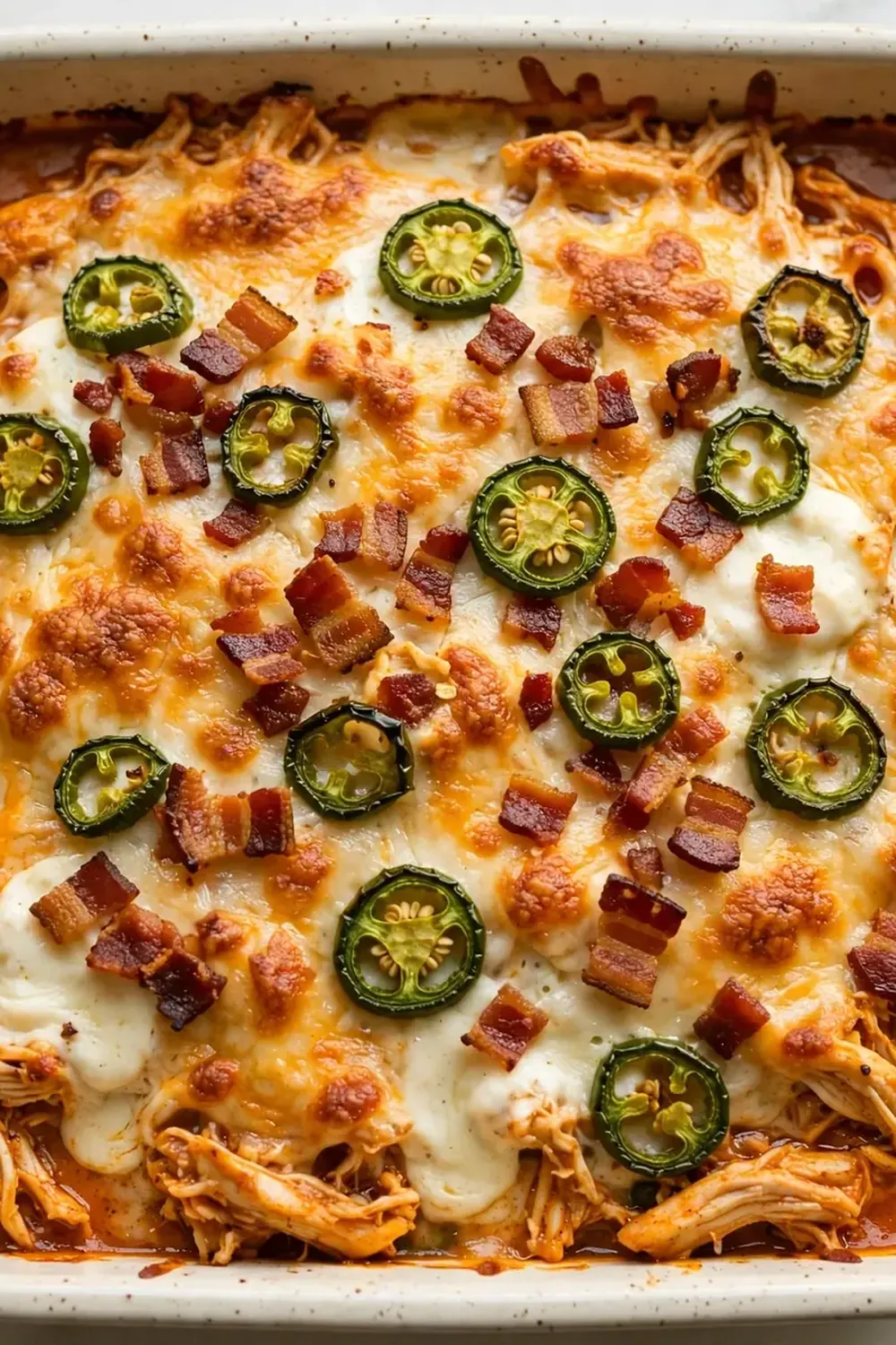 Buffalo Chicken Jalapeño Popper Casserole