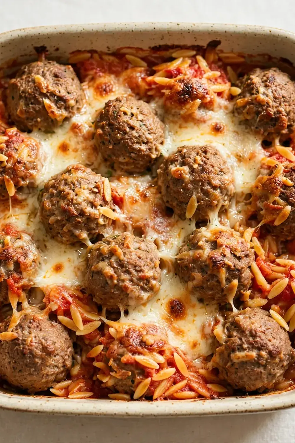 Simple Beef Meatball and Orzo Casserole