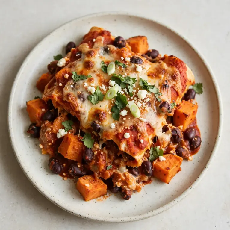 Restauranttauglicher Süßkartoffel-Black-Bean-Enchilada-Auflauf