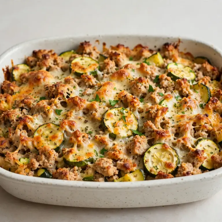 Restauranttauglicher Zucchini-Hackfleisch-Auflauf mit Putenhack