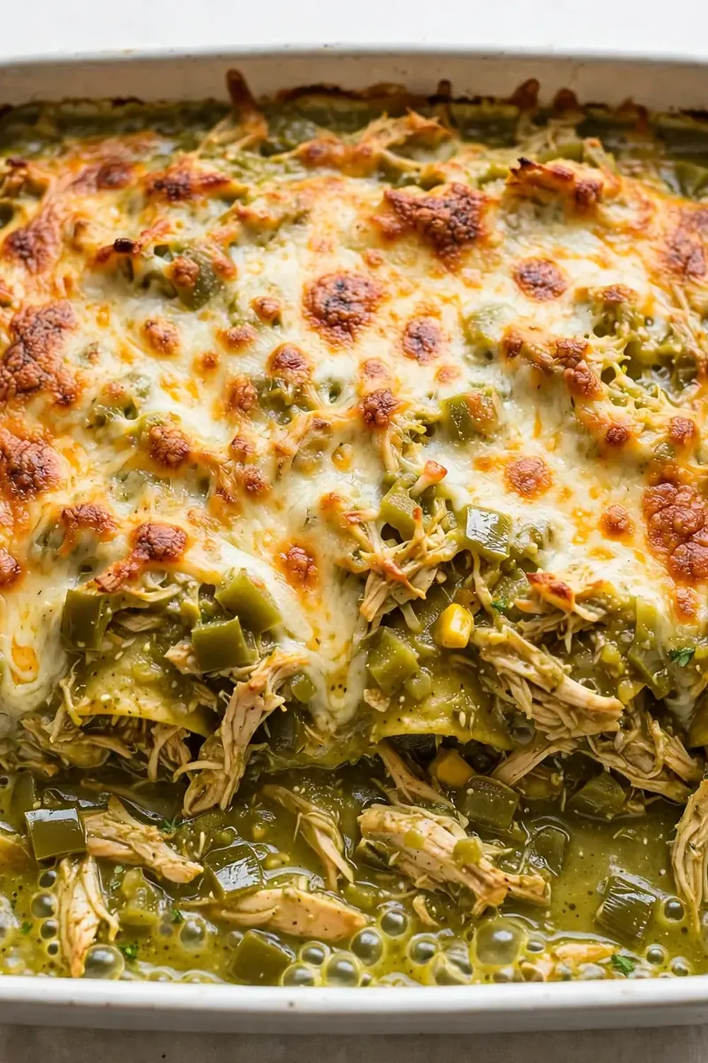 Green Chile Chicken Enchilada Casserole