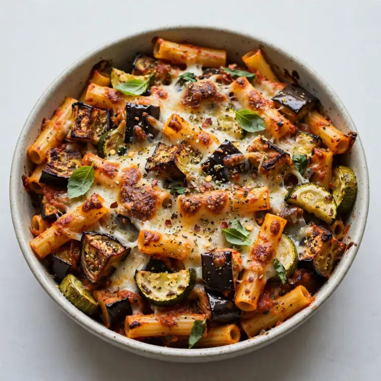 Restauranttaugliches Ofen-Ziti mit Aubergine und Zucchini
