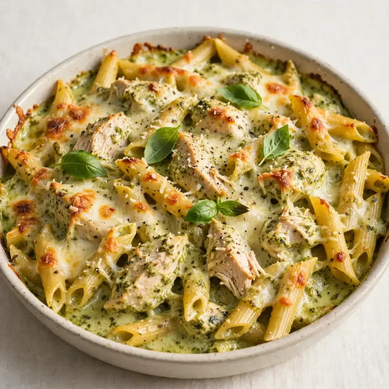 Restaurantwürdige Cremige Pesto-Hähnchen-Baked Pasta