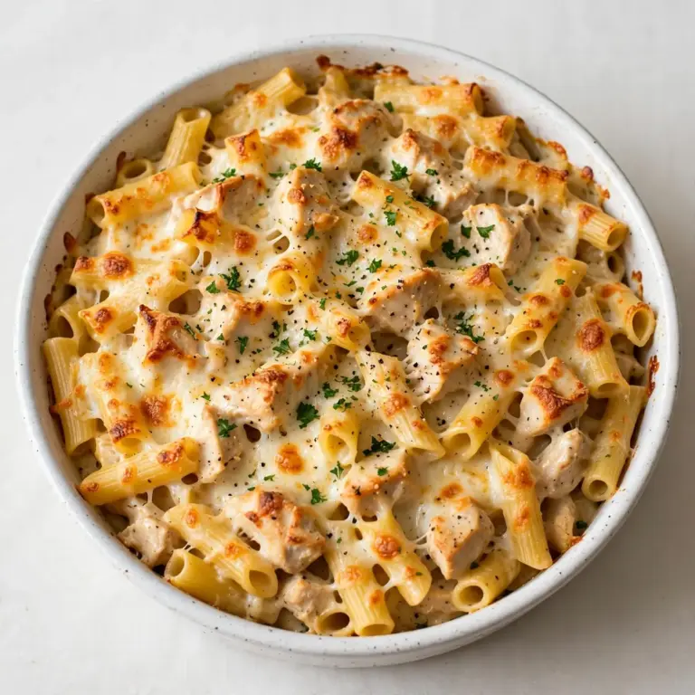 Restaurantwürdiger Hähnchen-Alfredo-Pasta-Bake