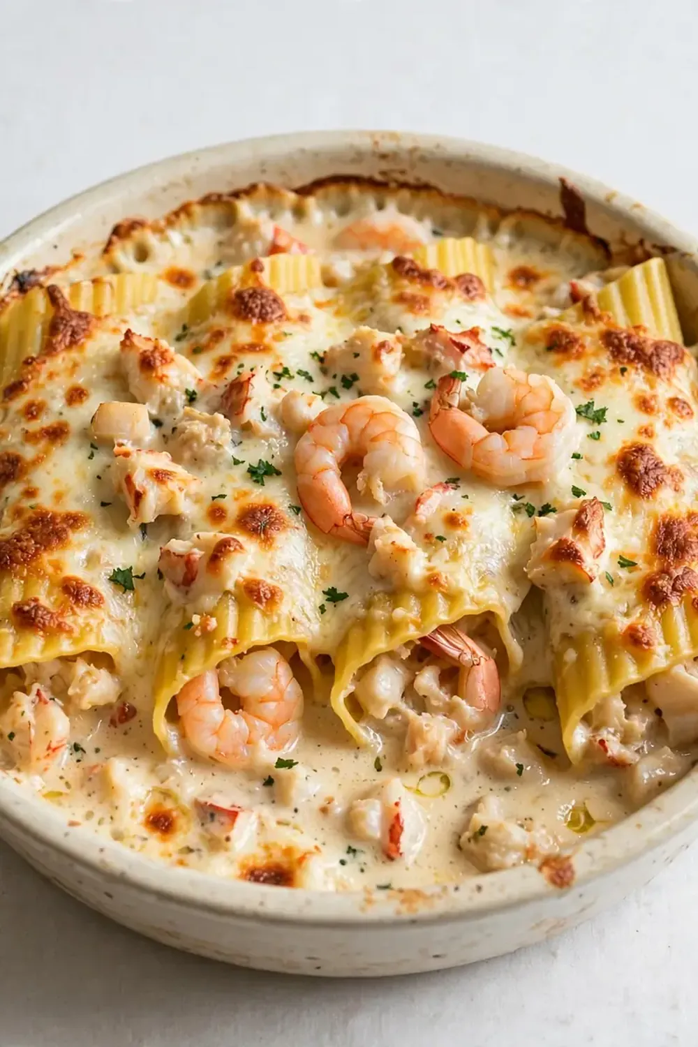 Seafood Manicotti Bake