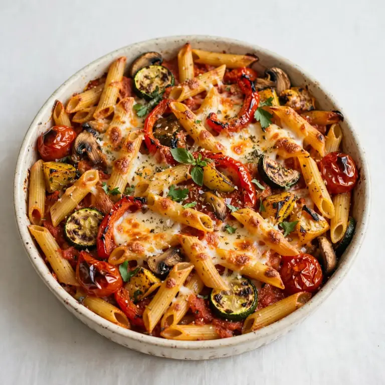 Restaurantwürdiges Ofengeröstetes Gemüse-Baked Penne