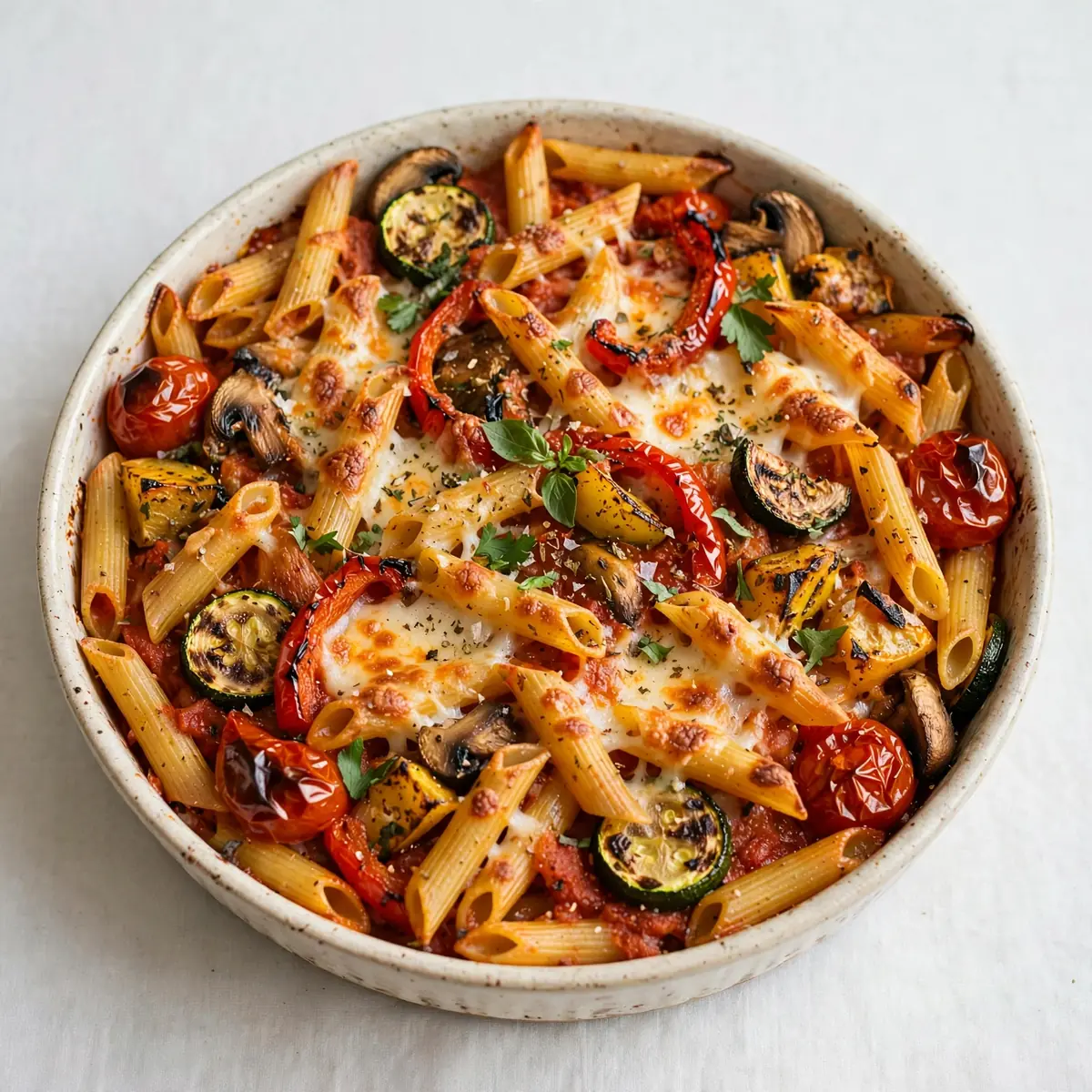 Restaurantwürdiges Ofengeröstetes Gemüse-Baked Penne