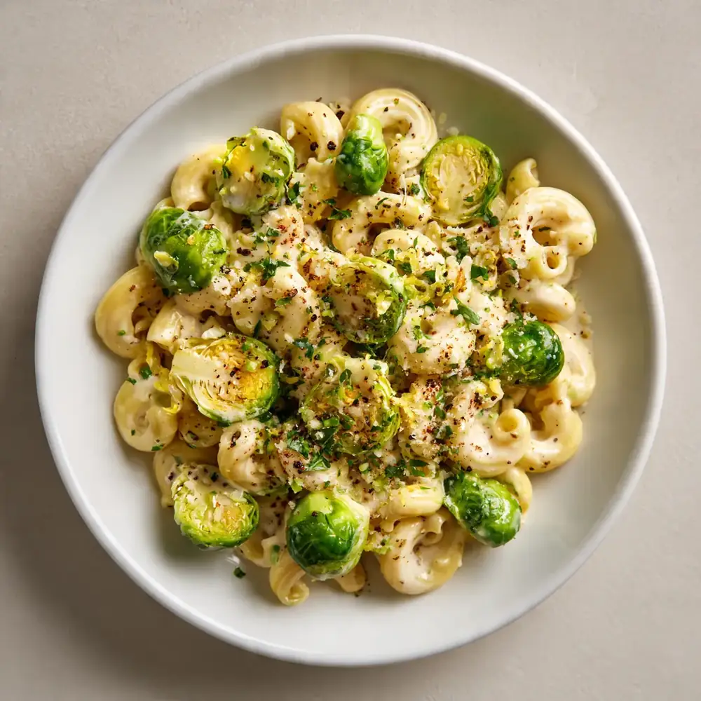 Rosenkohl-Pasta mit cremiger Zitronensauce