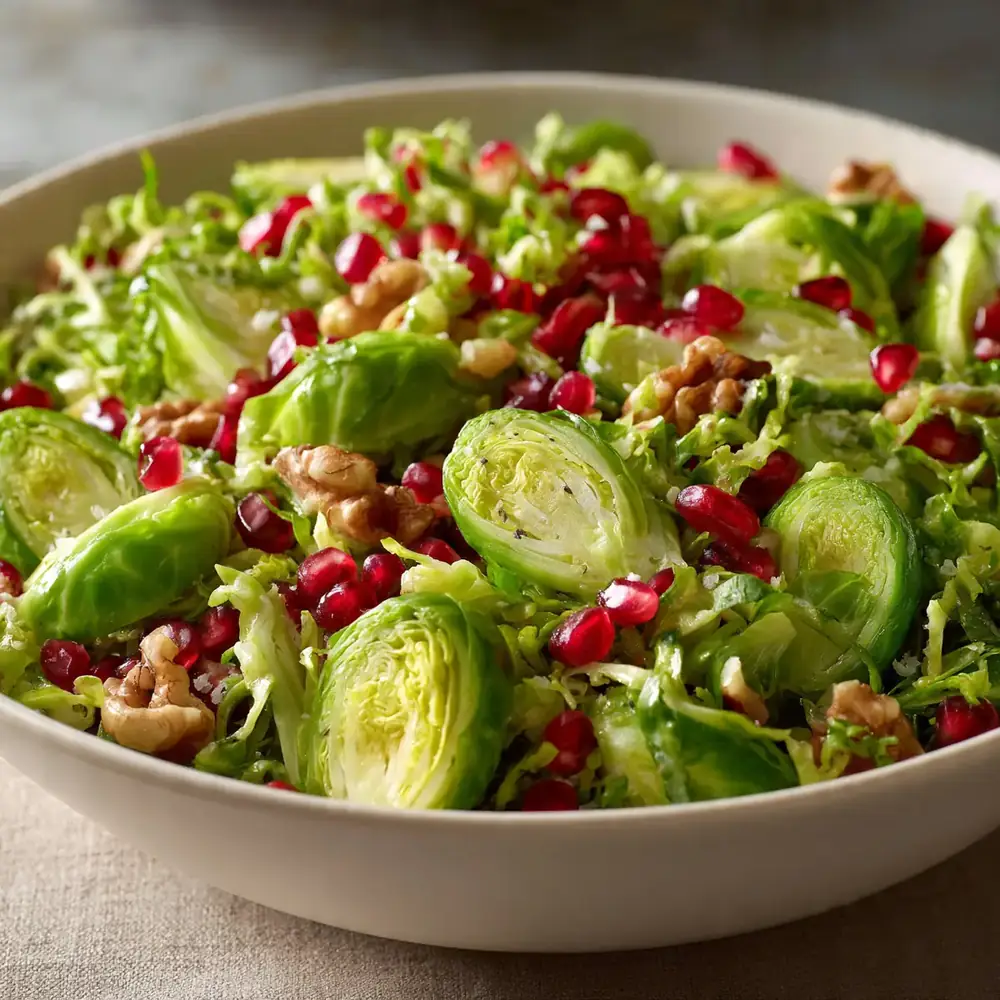 Rosenkohl-Salat mit Granatapfel und Walnüssen
