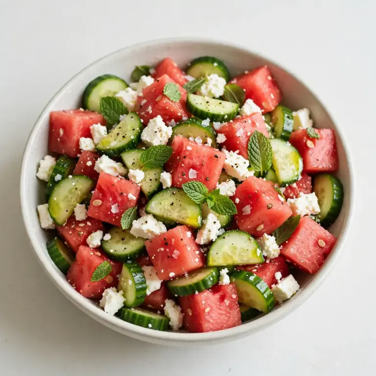 Wassermelonen-Feta-Salat mit Minze & Gurke