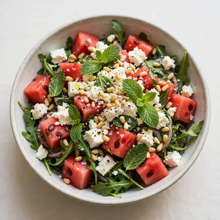 Wassermelonen-Feta-Salat: Süß-salziges Sommerglück mit Minze & Pinienkernen